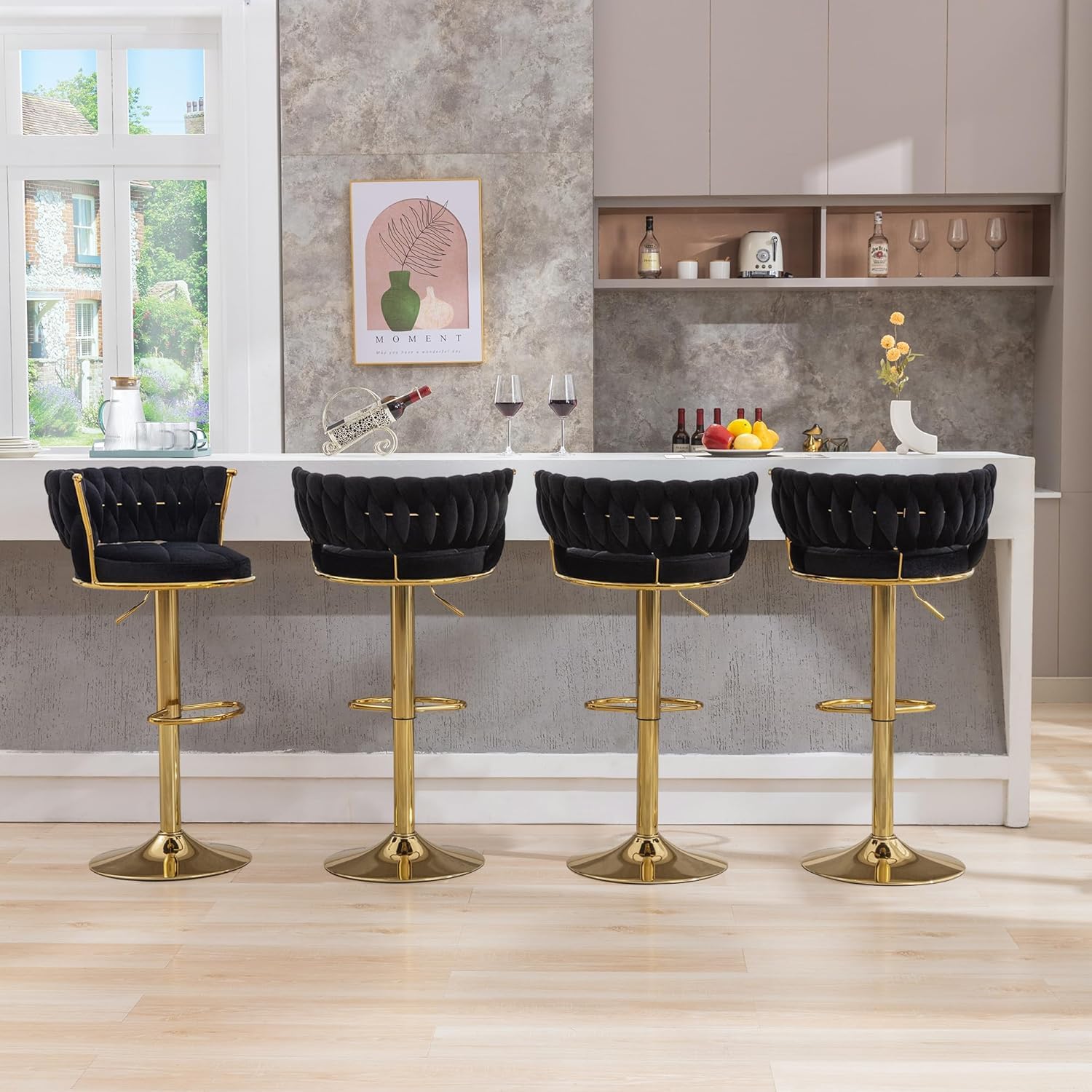 Foto 7 | Juego De Taburetes De Bar Vecelo Con Altura Ajustable De 4 Pulgadas, Color Negro - Venta Internacional.
