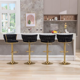 Foto 7 | Juego De Taburetes De Bar Vecelo Con Altura Ajustable De 4 Pulgadas, Color Negro - Venta Internacional.