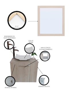 Foto 5 | Gabinete Para Baño Con Lavabo Y Espejo Decorativo 60x50cm Vernier