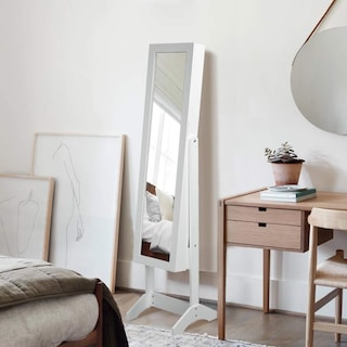 Foto 1 | Espejo Joyero Organizador Furniturer Godric Blanco Cuerpo Completo 153 cm