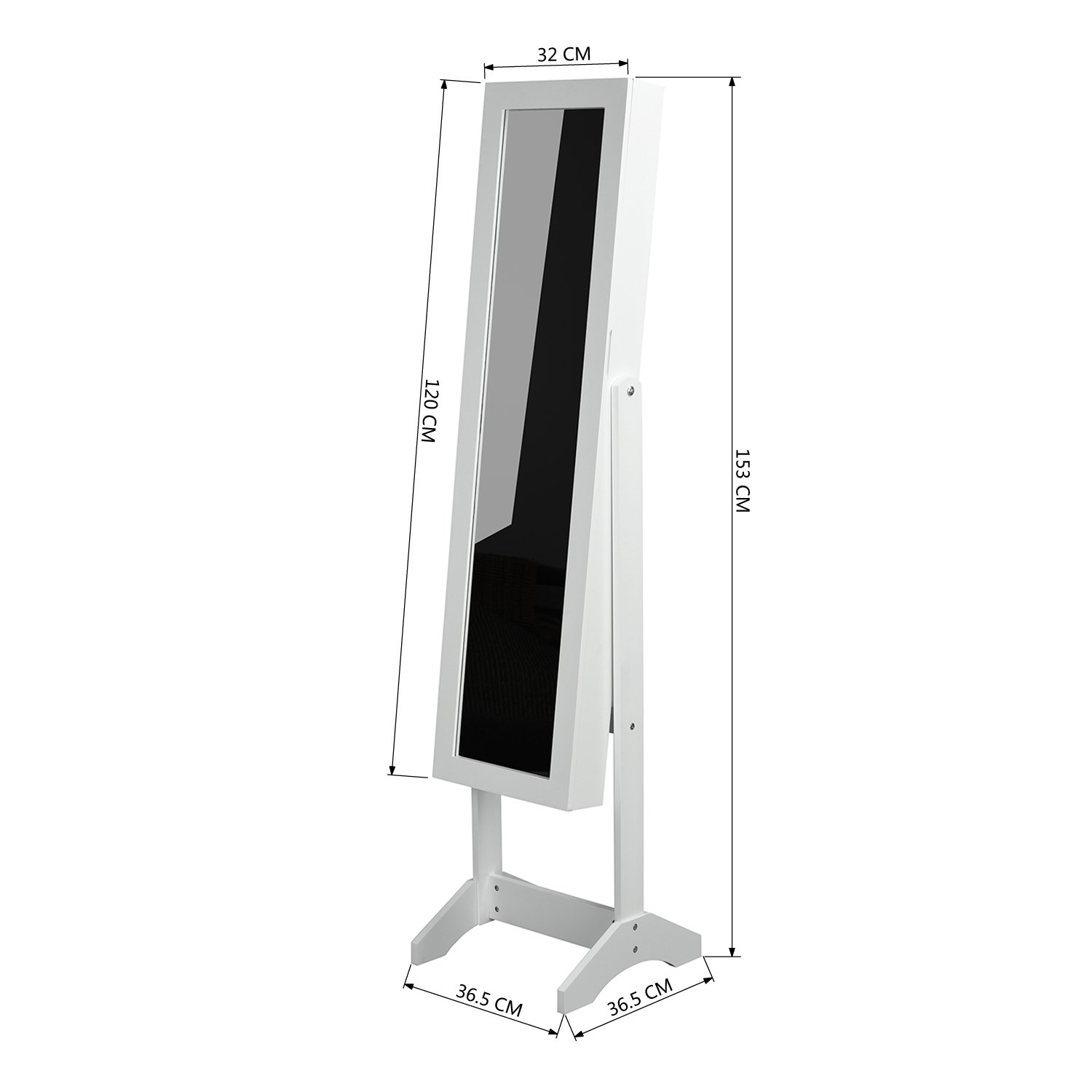 Foto 3 pulgar | Espejo Joyero Organizador Furniturer Godric Blanco Cuerpo Completo 153 cm