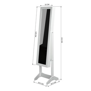 Foto 2 | Espejo Joyero Organizador Furniturer Godric Blanco Cuerpo Completo 153 cm