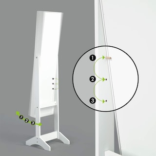 Foto 3 | Espejo Joyero Organizador Furniturer Godric Blanco Cuerpo Completo 153 cm