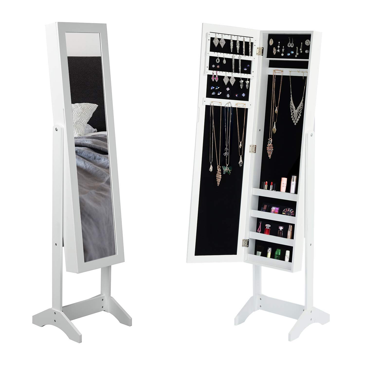 Foto 5 pulgar | Espejo Joyero Organizador Furniturer Godric Blanco Cuerpo Completo 153 cm