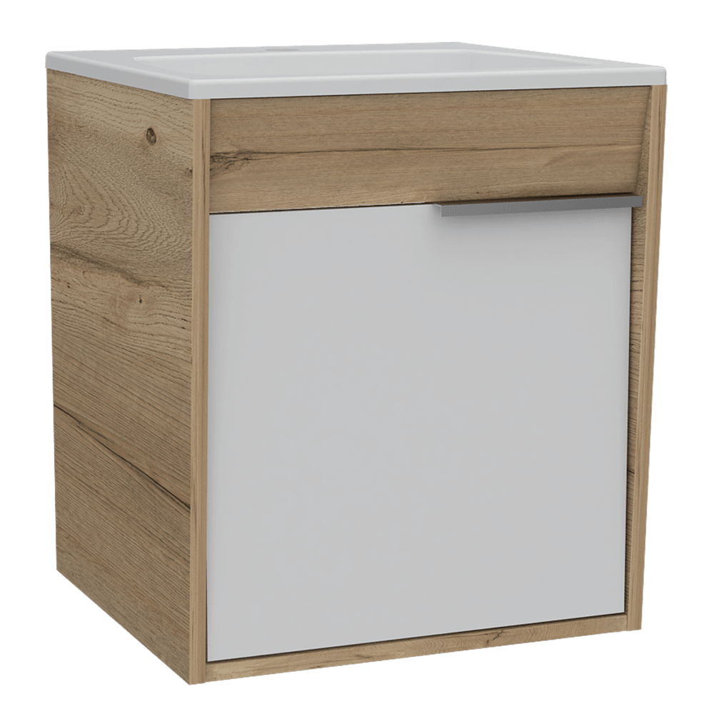 Foto 4 pulgar | Mueble Lavamanos Burco Café Claro y Blanco con Espacio para Ubicar Objetos de Aseo