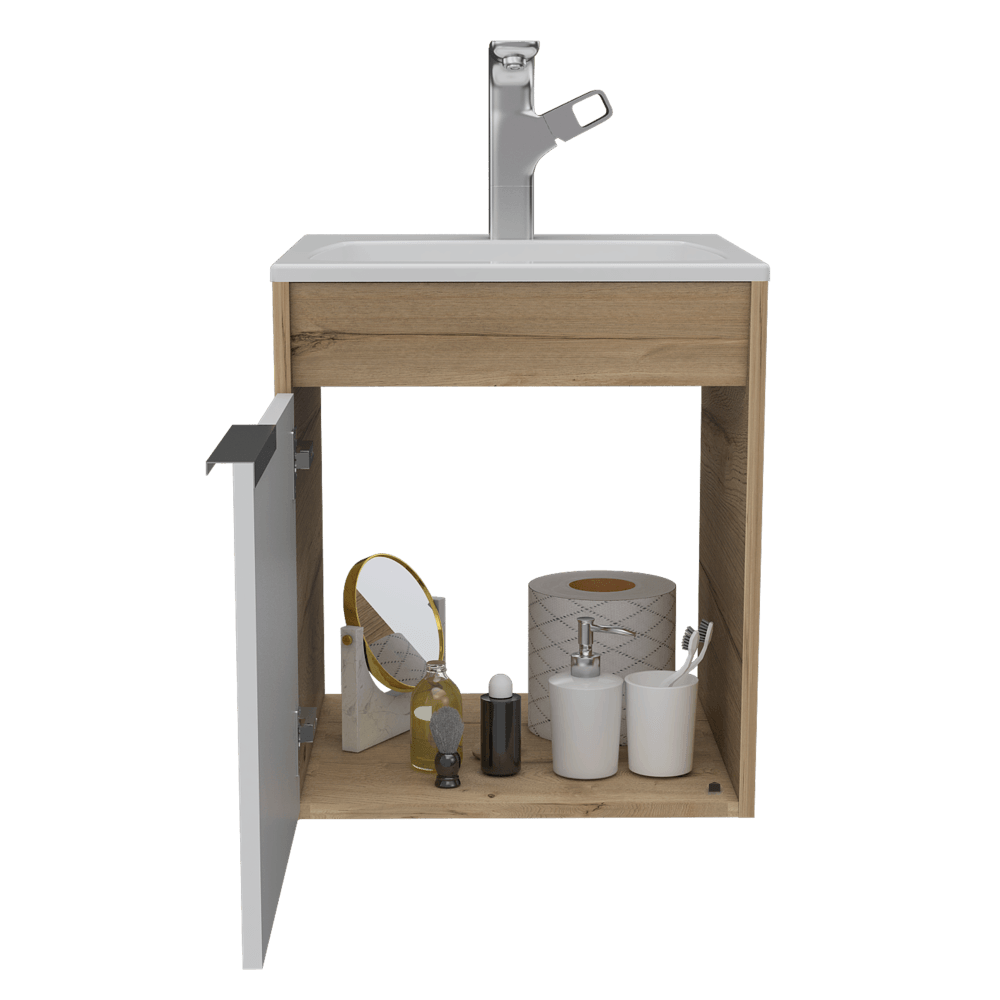 Foto 7 pulgar | Mueble Lavamanos Burco Café Claro y Blanco con Espacio para Ubicar Objetos de Aseo