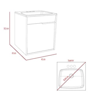 Foto 7 | Mueble Lavamanos Burco Café Claro y Blanco con Espacio para Ubicar Objetos de Aseo