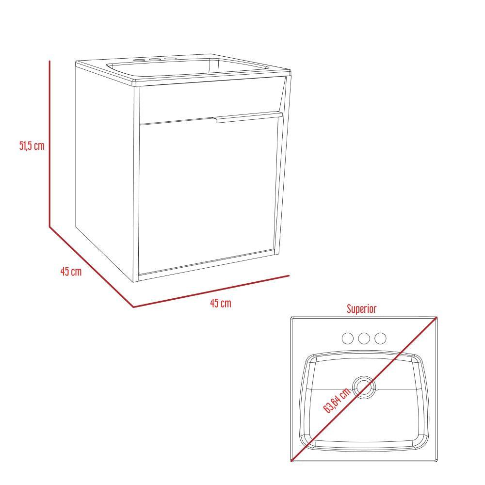 Foto 8 | Mueble Lavamanos Burco Café Claro y Blanco con Espacio para Ubicar Objetos de Aseo