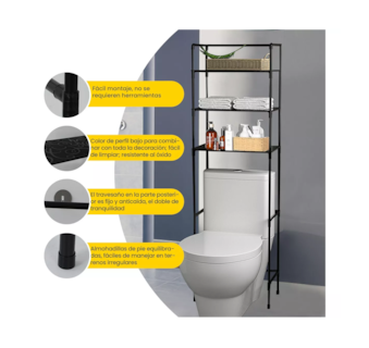 Foto 5 | Estante Organizador de Baño con 3 Niveles de Almacenamiento color Negro