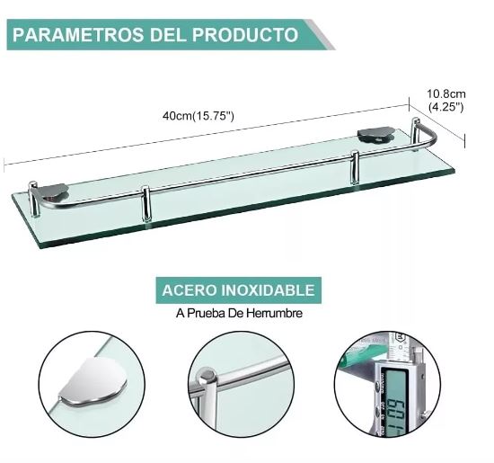 Foto 3 pulgar | Soporte Rectangular de Vidrio 4 Piezas