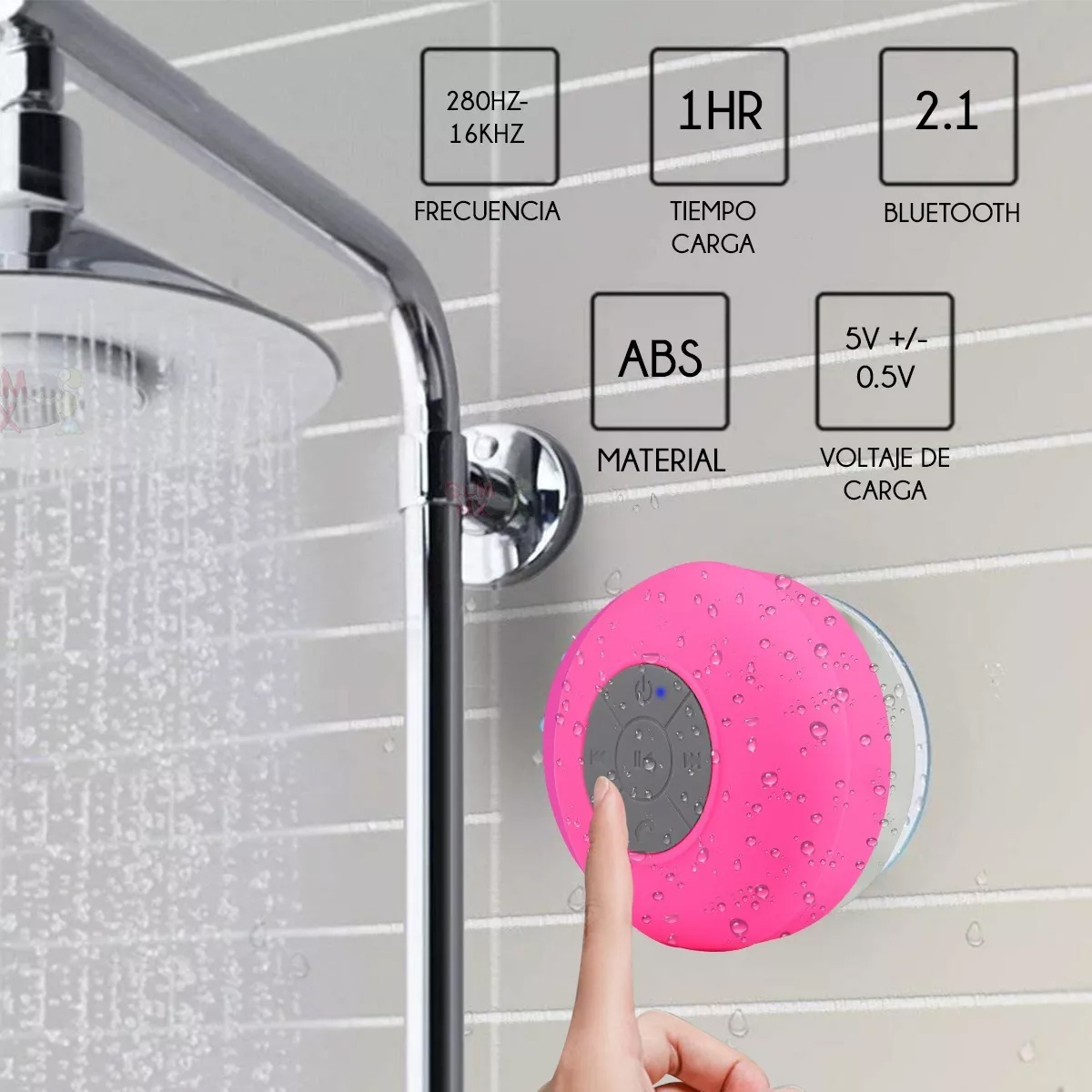 Foto 5 pulgar | Buró Flotante Rosa para Baño MDF Antihumedad + Bocina Bluetooth