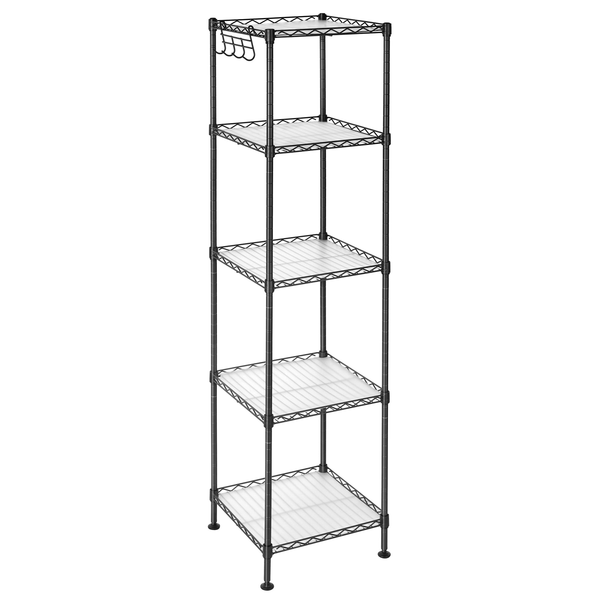 Foto 2 pulgar | Songmics Estantería Baño Metal, 5 Baldas Pp, 30×30×123.5 cm, 100 kg, Expandible, Negro/traslúcido, Mlgr23bk.