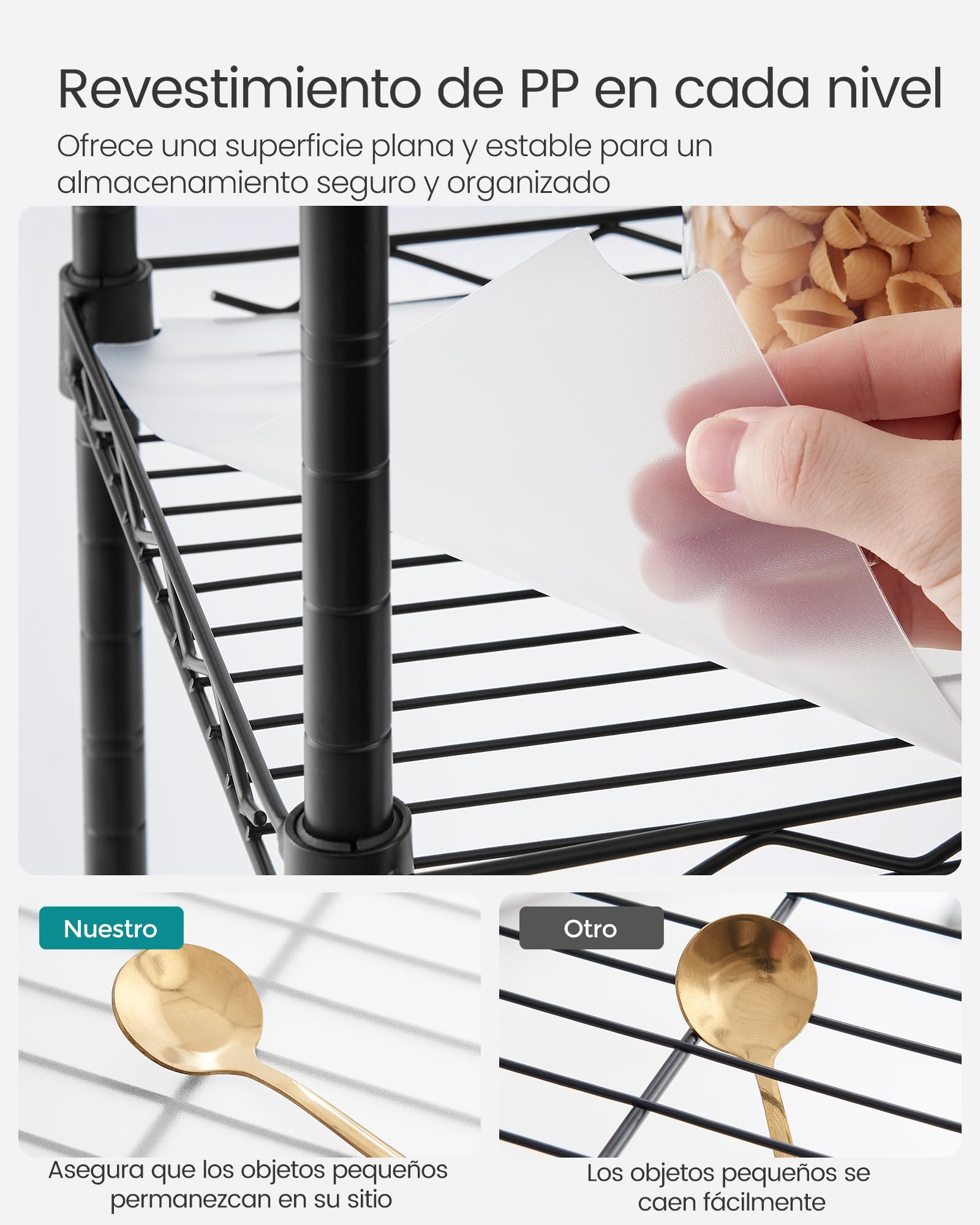 Foto 5 pulgar | Songmics Estantería Baño Metal, 5 Baldas Pp, 30×30×123.5 cm, 100 kg, Expandible, Negro/traslúcido, Mlgr23bk.