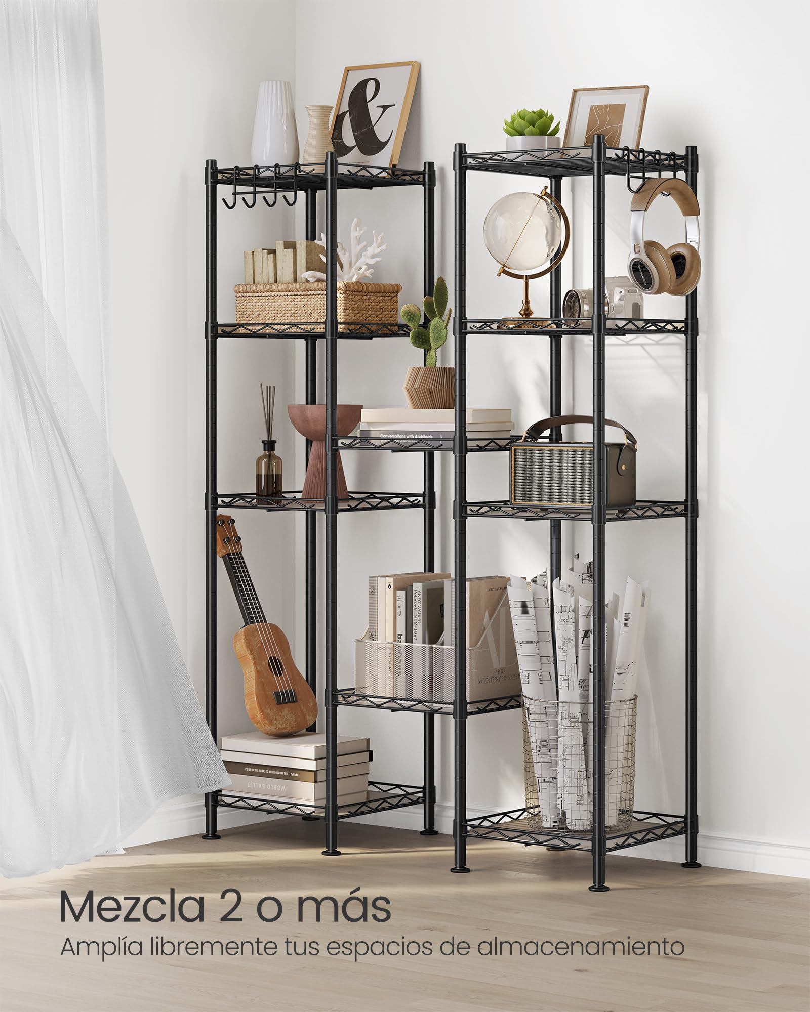 Foto 7 pulgar | Songmics Estantería Baño Metal, 5 Baldas Pp, 30×30×123.5 cm, 100 kg, Expandible, Negro/traslúcido, Mlgr23bk.