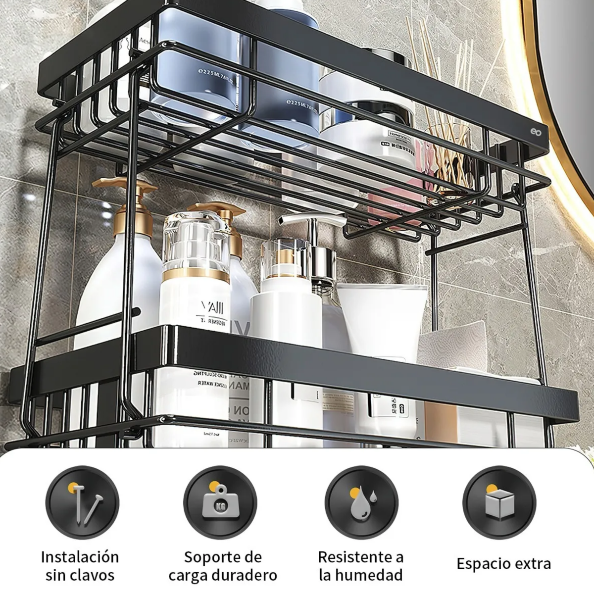 Foto 4 pulgar | Estante de Organizador para Baño 2 Niveles Negro
