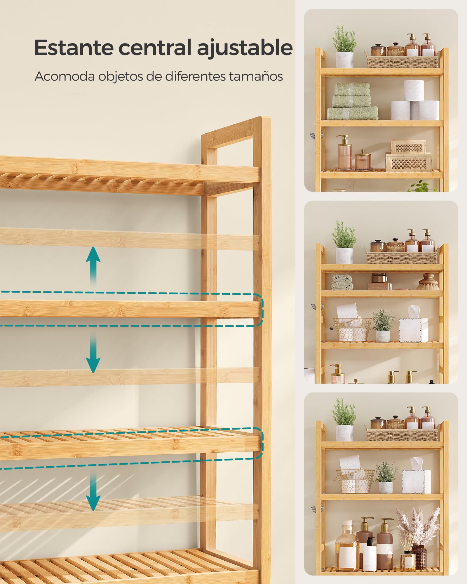 Foto 5 pulgar | Organizador de Baño Songmics 4 Niveles Beige