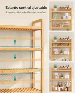 Foto 4 | Organizador de Baño Songmics 4 Niveles Beige