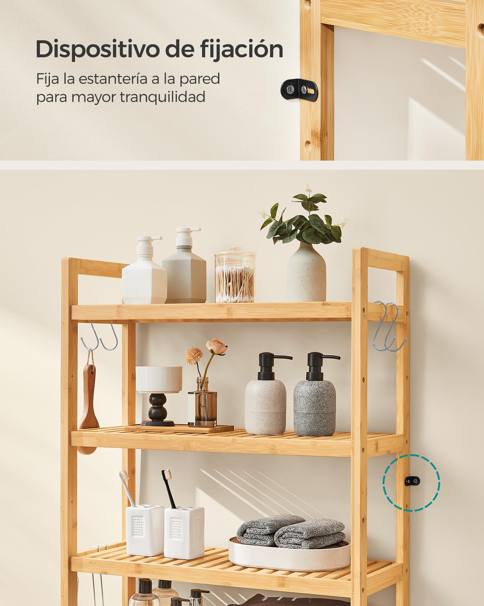 Foto 8 pulgar | Organizador de Baño Songmics 4 Niveles Beige