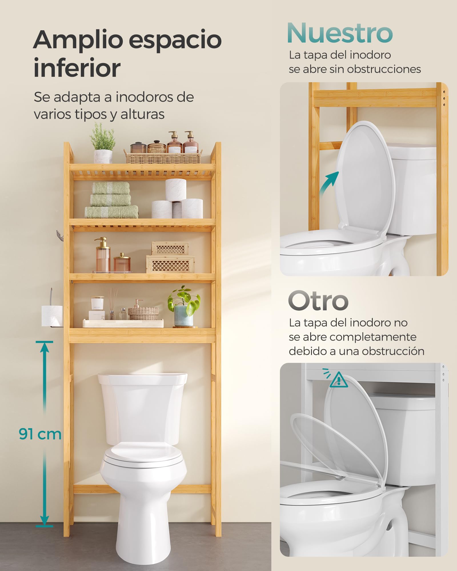 Foto 9 pulgar | Organizador de Baño Songmics 4 Niveles Beige