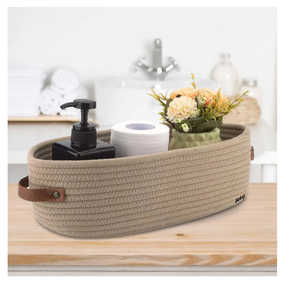 Foto 4 pulgar | 2 Cesta Pequeña Cuerda De Algodón Tejida Para Organizar Belug,  Beige Y Cafe Claro