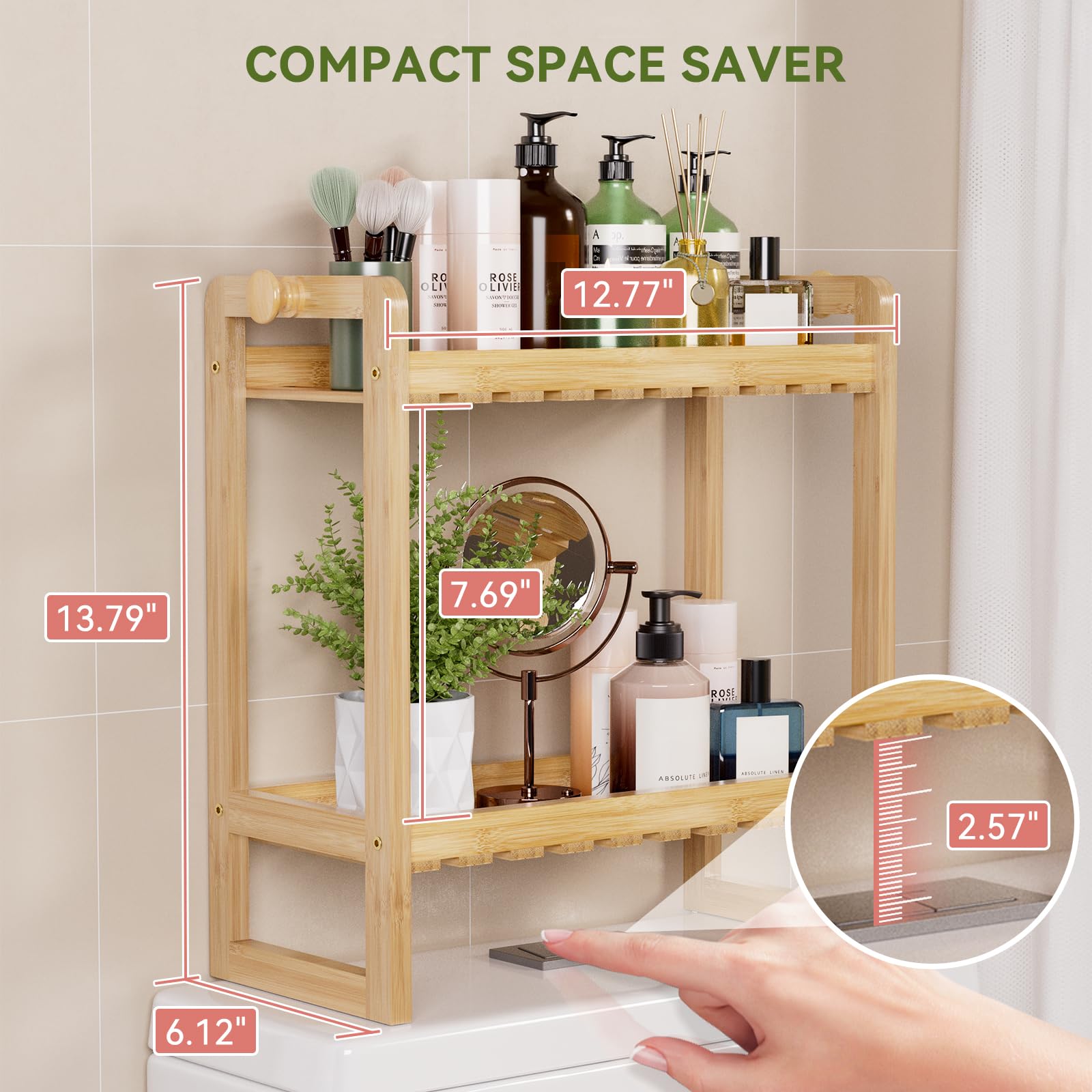 Foto 4 pulgar | Organizador Para Colocar Sobre El Inodoro Amazerbath, Estante De Bambú De 2 Niveles - Venta Internacional.