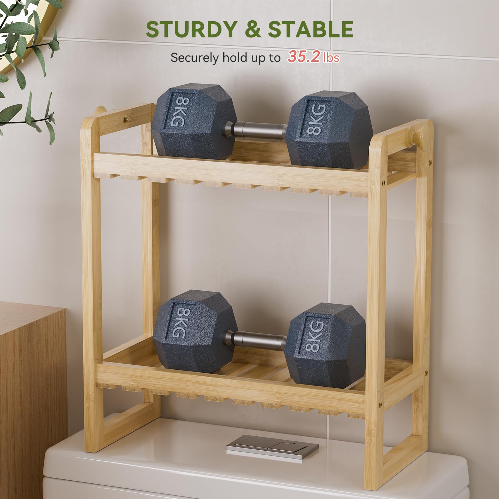 Foto 5 pulgar | Organizador Para Colocar Sobre El Inodoro Amazerbath, Estante De Bambú De 2 Niveles - Venta Internacional.