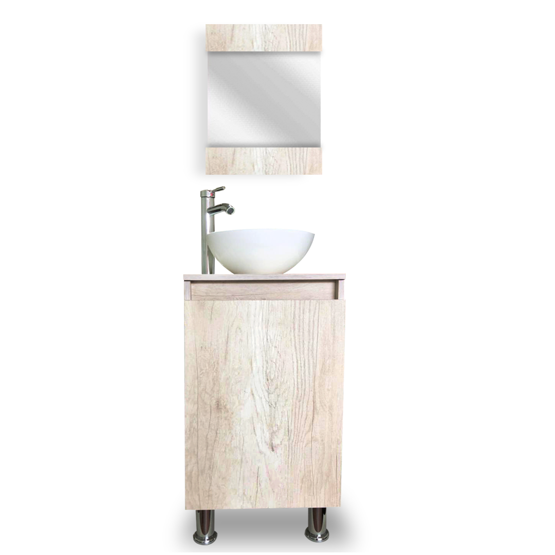 Mueble Gabinete GAB-40X40 color Beige para Baño con Ovalin y Monomando