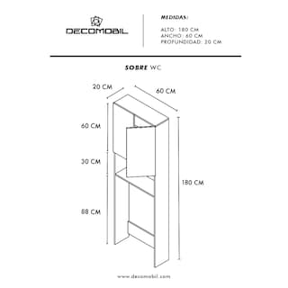 Foto 6 | Mueble Gabinete de Almacenamiento SWC-180X60 color Marrón para Inodoro