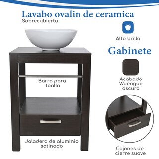 Foto 4 | Set Mueble Para Baño 3 Piezas Incluye Lavabo Y Espejo, Marca Gravita