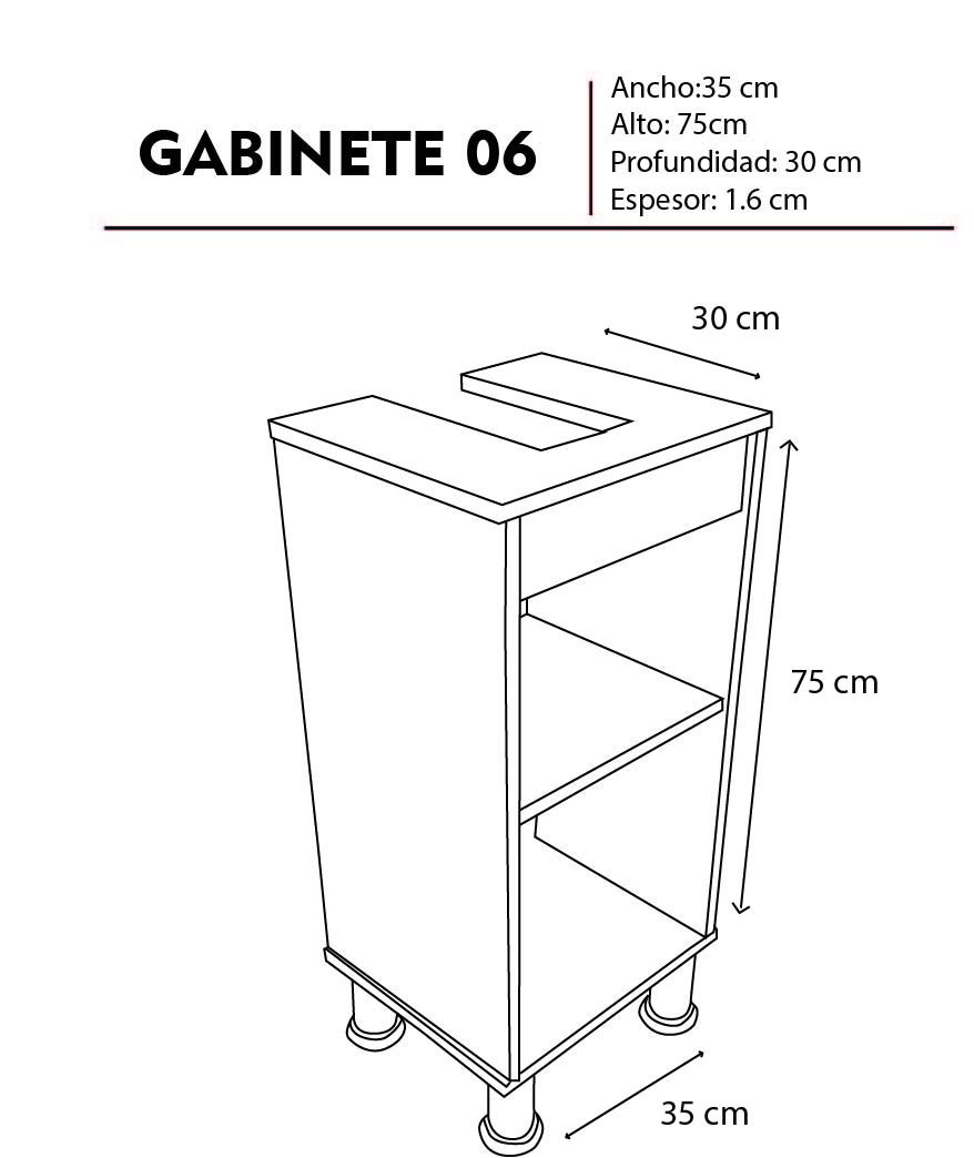 Foto 6 pulgar | Gabinete para Baño Pequeño GAB-06-NN Marrón sin Ovalín ni Monomando