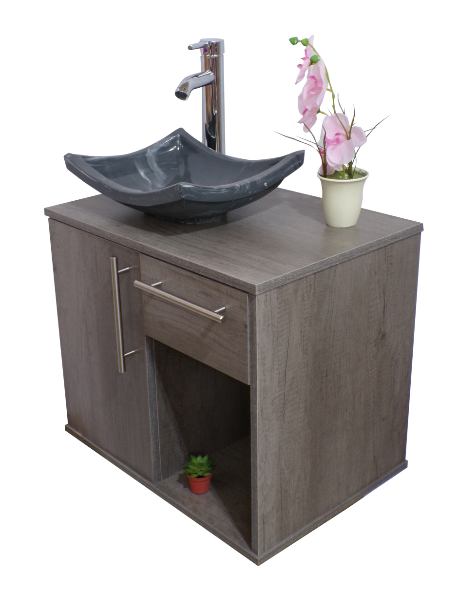 Foto 3 | Gabinete Para Baño Flotante Con Ovalin Gris Y Cajón