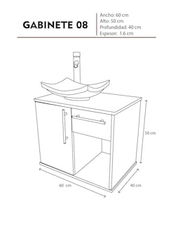 Foto 5 | Gabinete Flotante para Baño con Ovalín Blanco y Cajón