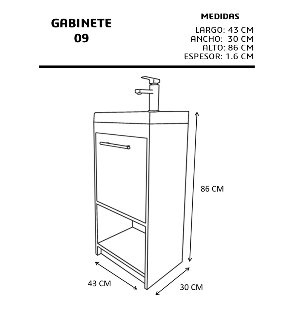 Foto 6 pulgar | Gabinete Para Baño Con Lavamanos  Y Monomando