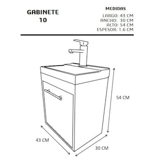 Foto 7 | Gabinete Flotante Para Baño Con Lavamanos Rectangular Y Monomando