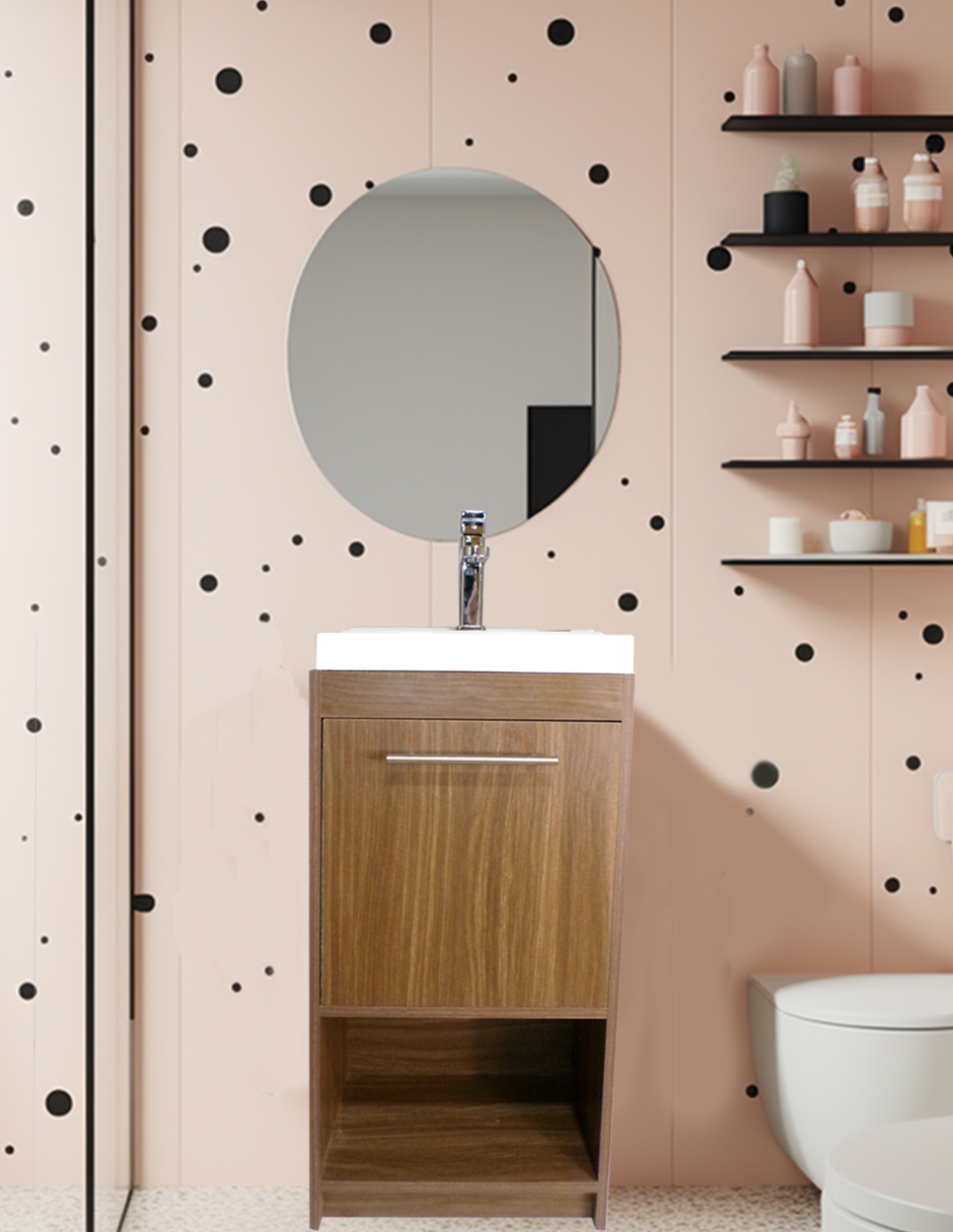 Foto 6 pulgar | Gabinete Flotante Para Baño Con Lavamanos Rectangular Y Monomando