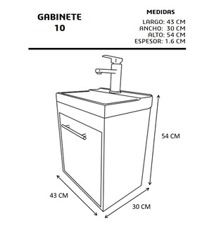 Foto 7 | Gabinete Flotante Para Baño Con Lavamanos Rectangular Y Monomando