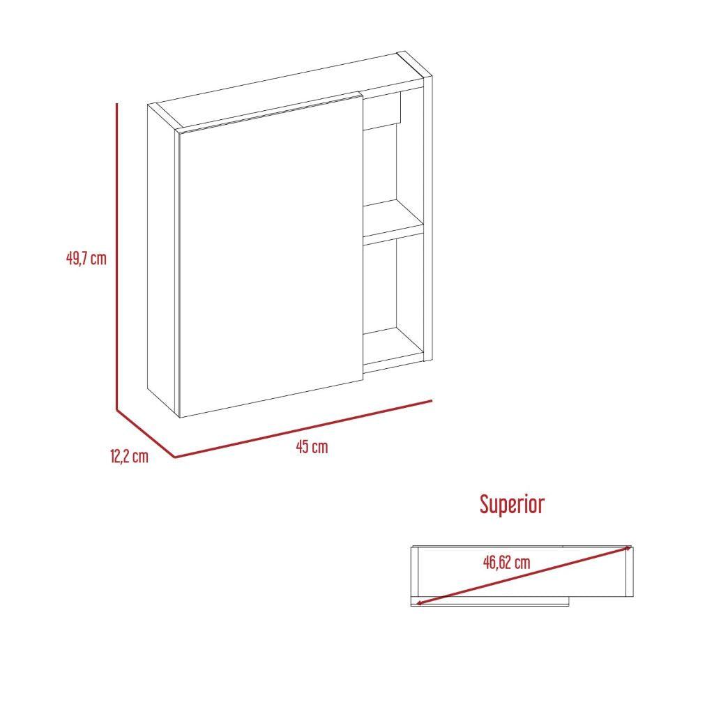 Foto 8 pulgar | Gabinete Para Baño Paralhi, Blanco, Con Puerta Espejo Y Varios Entrepaños