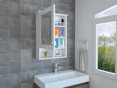 Foto 2 | Gabinete Para Baño Egeo, Blanco, Con Puerta Espejo Y Tres Entrepaños Para Ubicar Objetos