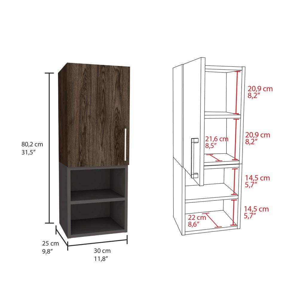 Foto 6 pulgar | Gabinete Para Baño Oporto, Wengue Y Plata Oscuro, Con Espacio Para Guardar Objetos Para Aseo Personal