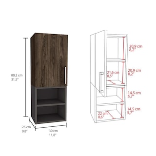 Foto 5 | Gabinete Para Baño Oporto, Wengue Y Plata Oscuro, Con Espacio Para Guardar Objetos Para Aseo Personal