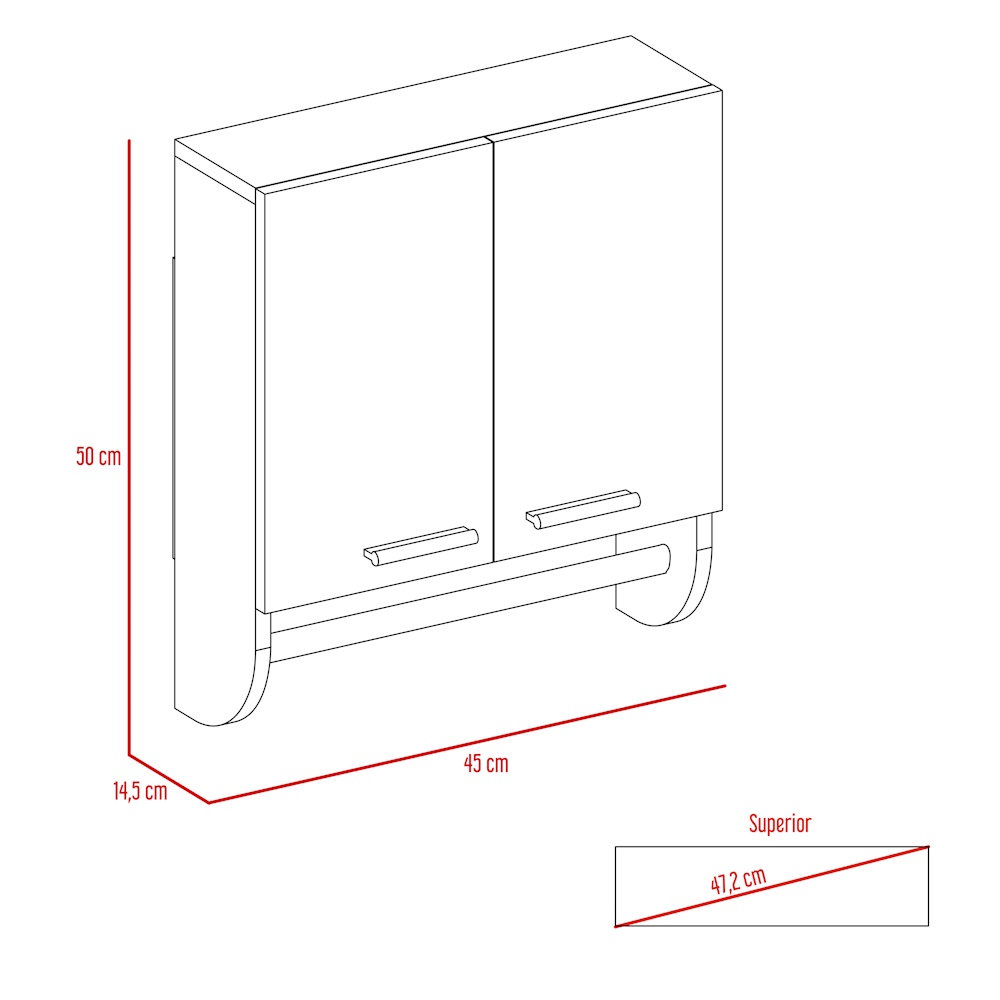 Foto 6 pulgar | Gabinete Para Baño Lupek, Blanco, Con Tubo Y Manija Metálicas