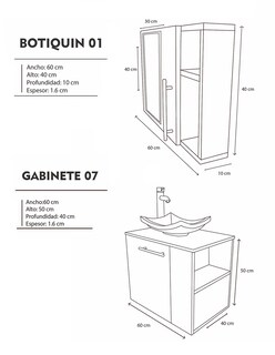 Foto 5 | Combo De Gabinete Para Baño 07 Derecho Con Lavamanos Y Monomando + Botiquin Con Espejo