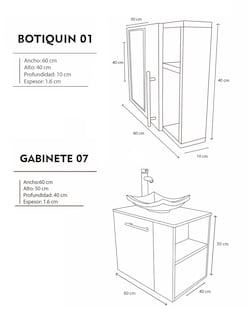 Foto 5 | Combo de Gabinete para Baño 07 Izquierdo con Lavamanos y Monomando más Botiquín con Espejo Blanco