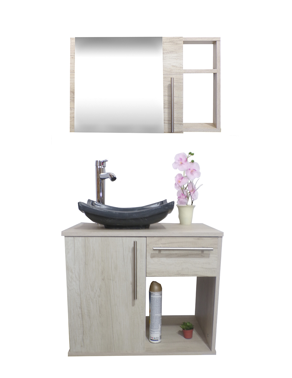 Foto 2 pulgar | Combo de Gabinete para Baño con Puerta y Cajón con Lavabo y Monomando más Botiquín con Espejo