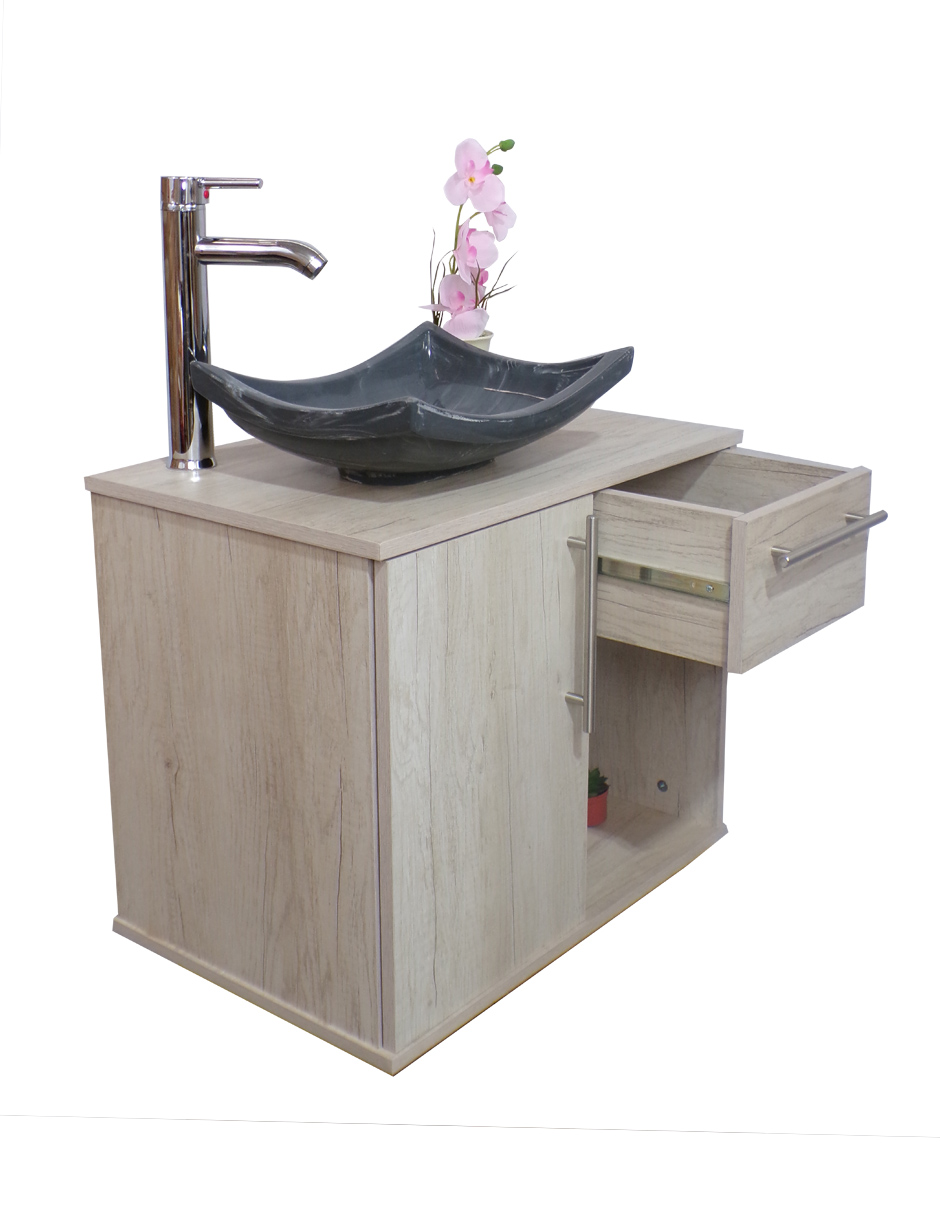 Foto 4 pulgar | Combo de Gabinete para Baño con Puerta y Cajón con Lavabo y Monomando más Botiquín con Espejo