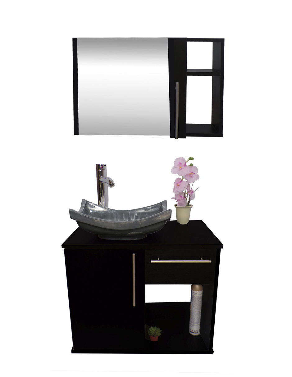 Foto 2 pulgar | Combo de Gabinete para Baño con Puerta y Cajón con Lavabo y Monomando más Botiquín con Espejo