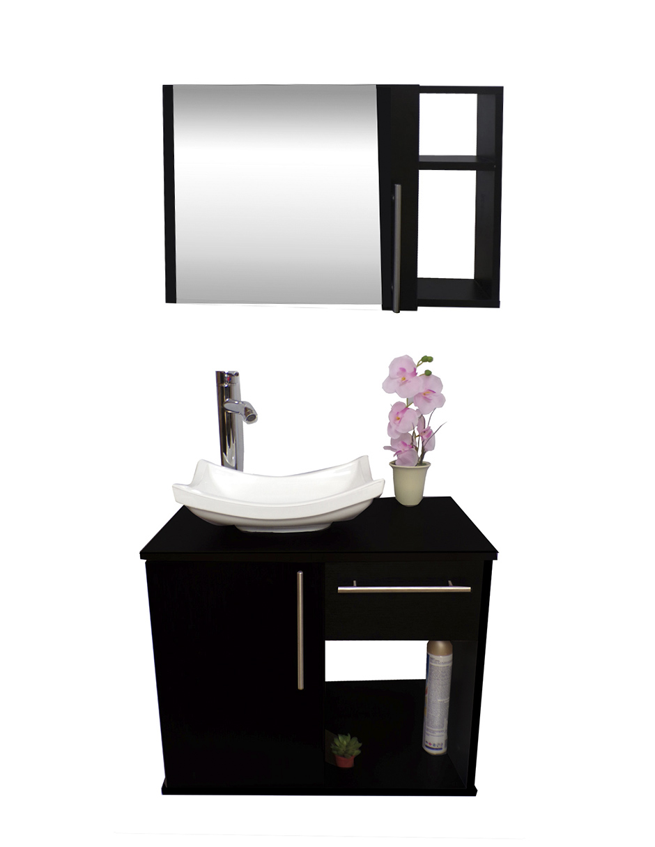 Foto 2 pulgar | Combo de Gabinete para Baño con Puerta y Cajón con Lavabo y Monomando más Botiquín con Espejo