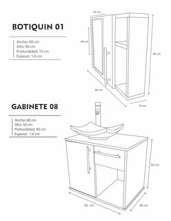 Foto 5 | Combo de Gabinete para Baño con Puerta y Cajón con Lavabo y Monomando más Botiquín con Espejo