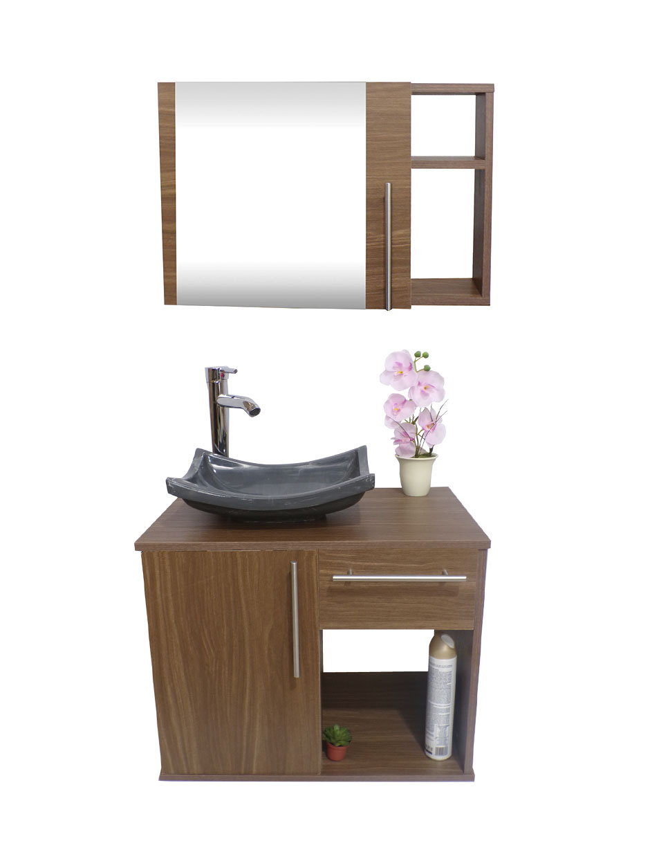 Foto 2 pulgar | Combo de Gabinete para Baño con Puerta y Cajón con Lavabo y Monomando más Botiquín con Espejo