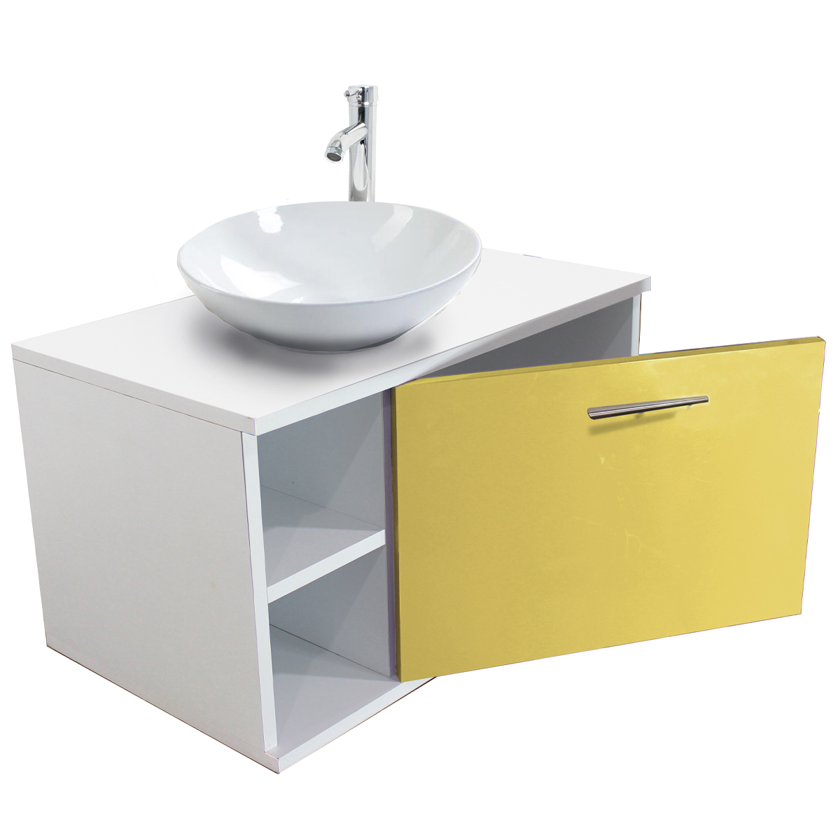 Foto 2 pulgar | Gabinete de Baño Moderno con Monomando y Ovalin Amarillo